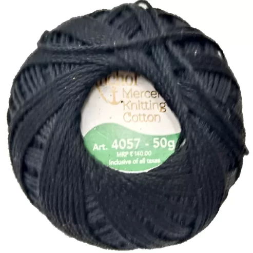 Anchor Mercerised Knitting 6-Ply Cotton | Fast Colour Code: Black | Art: 4057, 50g - Image 2