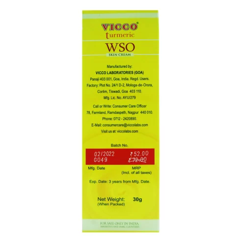 Vicco Turmeric WSO-Ayurvedic Skin-Cream-30g